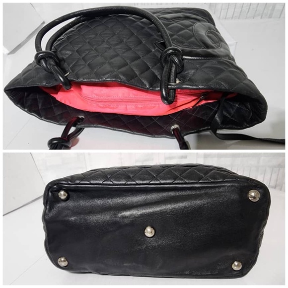 Authentic CHANEL Calfskin Quilted Large Cambon Tote Bag Black and Wallet - Picture 6 of 16